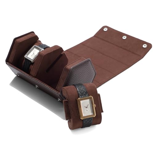 2 Slot Watch Box Brown Hexagonal (Brown / 2-Slot)