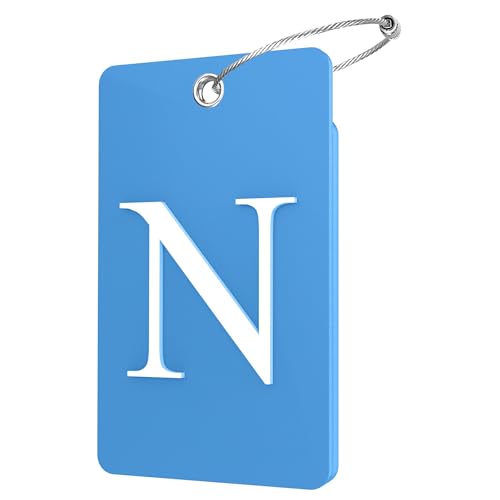 2 Pack Initial Luggage Tags for Suitcases Airplane Travel Essentials (Large N / Blue)