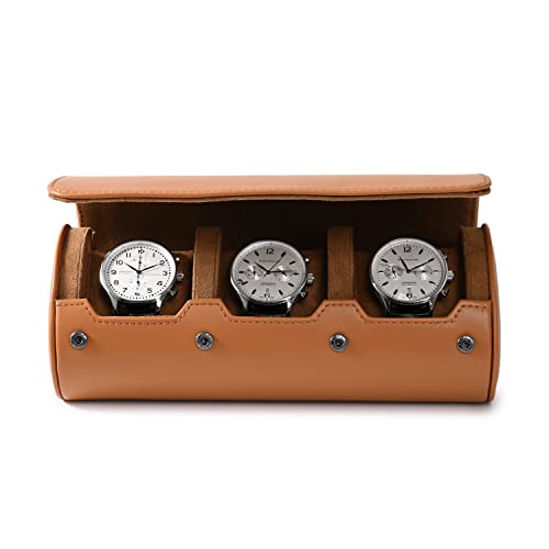 3 Slot Leather Watch Storage Box Brown (Brown / 3-Slot)
