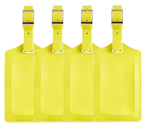 12 Pack Leather Luggage Tags for Suitcases Travel Tag (Light Yellow)