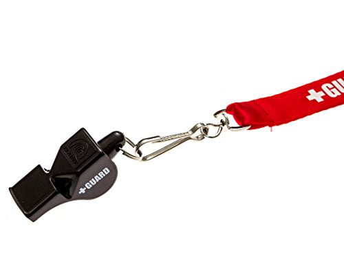 Lifeguard Whistle and Lanyard with Print (Black & Red)