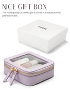 Small Cosmetic Bag for Purse Mini Makeup Bag for School Cute Clear Make Up Pouch for Travel Tiny Leather Purple Make Up Organizer Case for Backpack Toiletry Bag Waterproof Square Pouch with Zipper (Purple / Mini Chic)