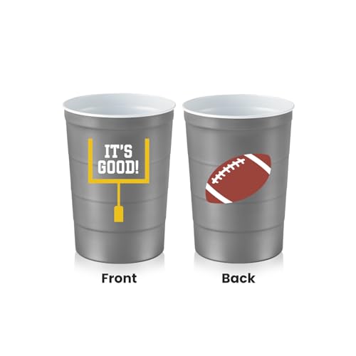 16 oz. Reusable Party Cups (Football Gray / 12 Count)