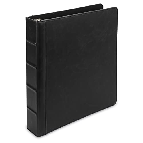 Vintage Faux Leather 3 Ring Binder (Full Size - No Zipper / 1.5 Inch / Black)