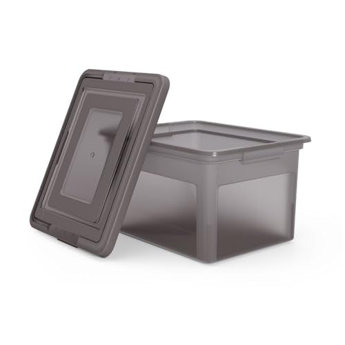 Plastic File Box with Snap Lid (Frost Gray)
