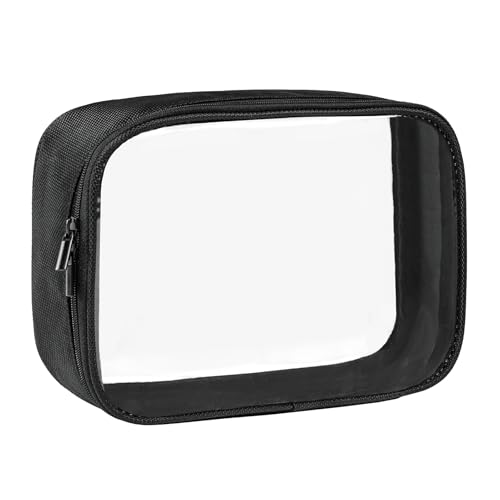 TSA Approved Toiletry Bag Clear Quart Size Travel Bags Makeup Bag (Black / 1 Pack)