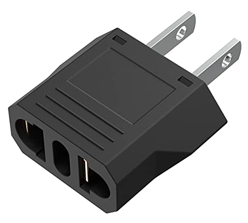 European to US Plug Adapter (1 Pack | Black)