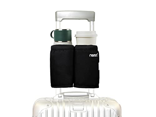 Luggage Travel Cup Holder Free Hand Drink Carrier (No Hook & Loop: Black)