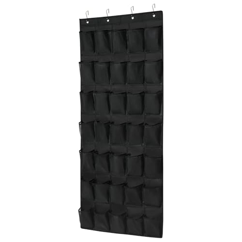 35 Pocket Over Door Shoe Organizer with 4 Metal Hooks（Black） (black / 66.9" x 27")