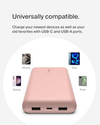 20000mAh 15W 3 Port Power Bank (Rose Gold)