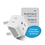 Thailand Travel Adapter with Dual Usa Input (White)