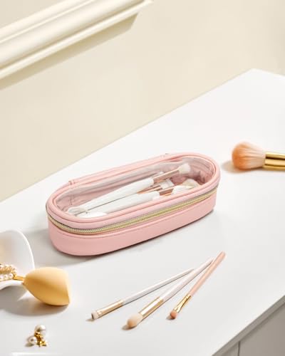 Clear Makeup Brush Holder (Slim Pink)