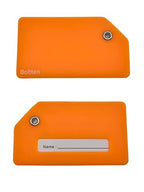 5 Pack Silicone Luggage Tag with Stainless Loop and Name Id Card (Orange)