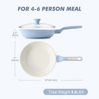 11Inch Nonstick Ceramic Frying Pan with Lid (Glacier Blue / 11 Inch)