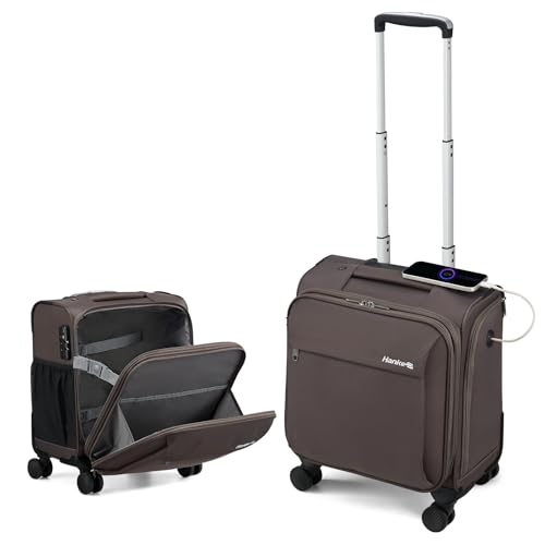 16 Inch Underseat Carry On Luggage with Wheels Small Suitcase Softside Luggage Bags for Travel Lightweight Suitcases with Wheels Travel Luggage Personal Item for Men and Women (Coffee / 16 Inch)