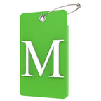 2 Pack Initial Luggage Tags for Suitcases Airplane Travel Essentials (Large M / Green)