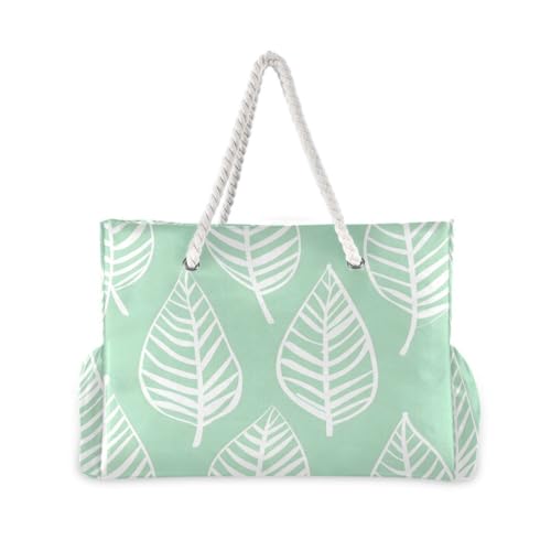 Large Beach Bags Totes Canvas Tote Shoulder Bag Soft Wave Water Resistant Bags for Gym Travel Daily Ocean (Palm Leaves)