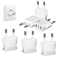 6 Pack European Travel Plug Adapter (6 Pack White)