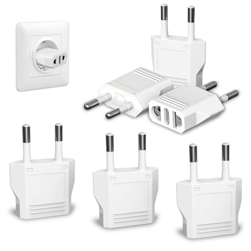 6 Pack European Travel Plug Adapter (6 Pack White)