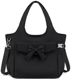 Tote Bag for Women with 15.6" Laptop Sleeve and Wet Compartment (Black Bow)