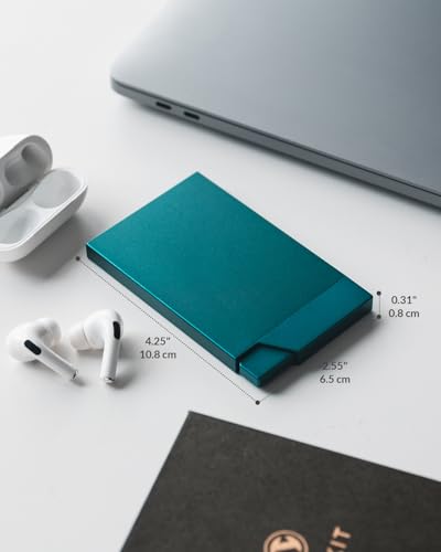 Pop up Card Holder Minimalist Credit Card Holder RFID Blocking Slim Metal Card Case for Men or Women (NEW-Emerald)
