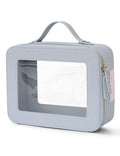 Clear Large Makeup Bag Mahjong Tile Bag Zipper & Handle Light Blue (Light Blue / Large Luxe)