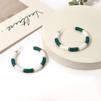 Game Day Earrings Football Baseball Earrings for Women Sports Team Heishi Hoop Earring Football Accessories Outfits Cheer Mom Essentials Fall Sports Must Haves Cheer Gifts (Green White)