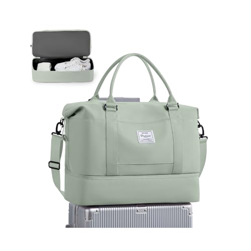 Spirit Airlines Personal Item Bag 18x14x8 Foldie Travel Duffel Bag Expandable Gym Sport Foldable Waterproof Weekender Carry On Overnight Luggage Weekend Bags Airplanes Women Men Eessentials (A44-LightGreen / X-large)