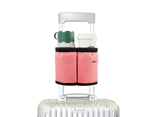 Luggage Travel Cup Holder Free Hand Drink Carrier (No Hook & Loop: Pink)