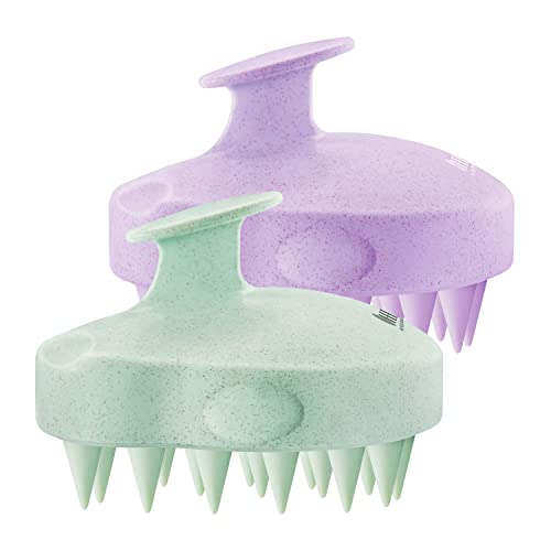 2 Pack Large Scalp Massager Scrubber Shampoo Brush for Hair Growth (New Purple & Green)