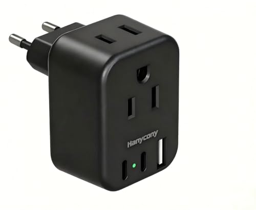 Black European Travel Plug Adapter (Type C - Most of Europe(Black))