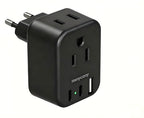 Black European Travel Plug Adapter (Type C - Most of Europe(Black))