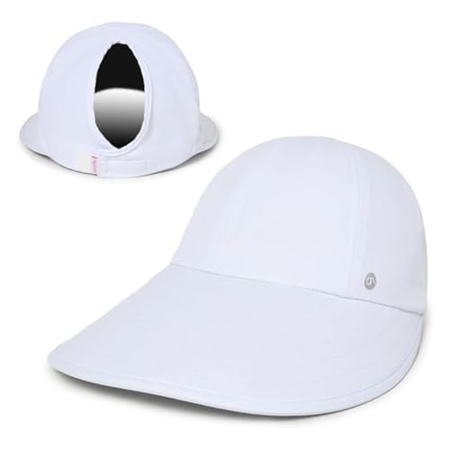 Womens Sunblocker UPF 50 Wide Brim Ponytail Sun Hat (One Size / White)