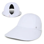 Womens Sunblocker UPF 50 Wide Brim Ponytail Sun Hat (One Size / White)