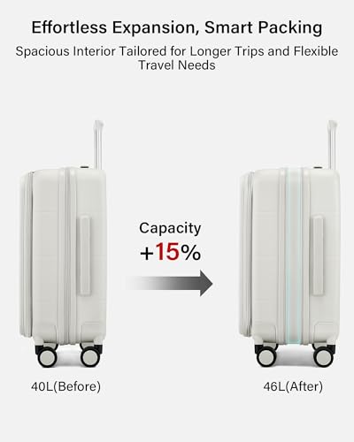 Hardside Expandable Carry On Luggage (Smoke White / 20 Inch EXT)