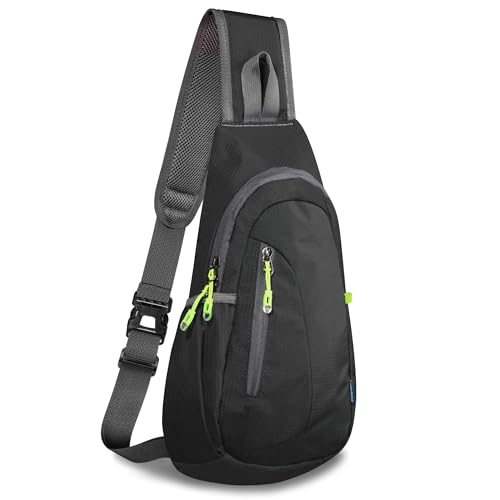Small Sling Bag Lightweight Crossbody Bag for Women Men Hiking Backpack Travel Shoulder Bag Chest Daypack for Gym Work Outdoor Sports Black (Black)