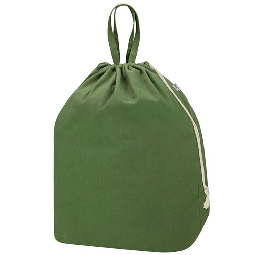 Canvas Laundry Bags with Handles & Rectangular Base (Army Green XL | Rectangular Base / 19.6"Wx15"Depthx27.6"H)