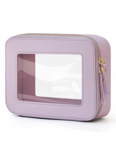 Clear Makeup Bag with Zipper Women Travel Toilrty Bag Purple Medium (Purple / Medium Moda)