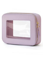 Clear Makeup Bag with Zipper Women Travel Toilrty Bag Purple Medium (Purple / Medium Moda)