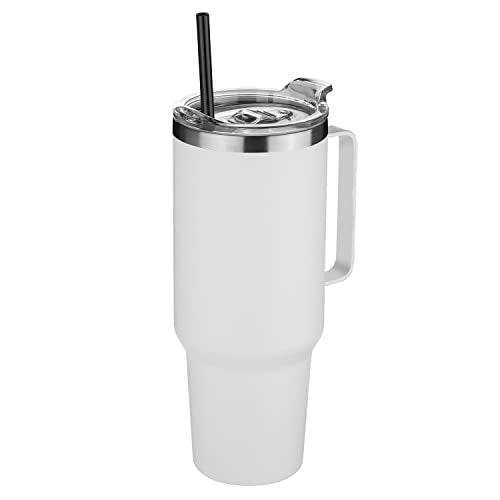 40 oz Stainless Steel Tumbler with Handle (White / 40 Ounces)