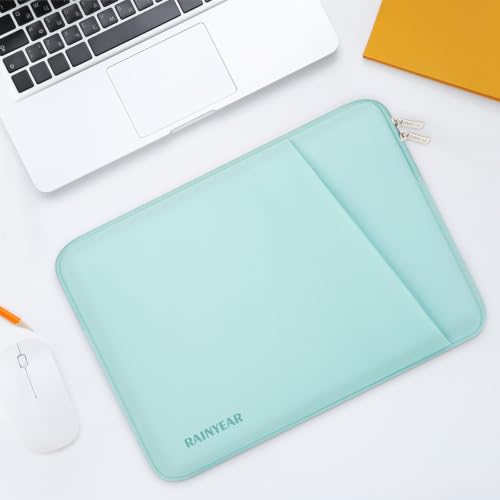RAINYEAR 15.6 Inch Laptop Sleeve Padded Case Cover with Pocket (15.6 inch / Mint Green)