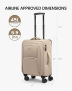 Carry On Luggage 22x14x9 Airline Approved (Khaki / 22 inch_Carry on)