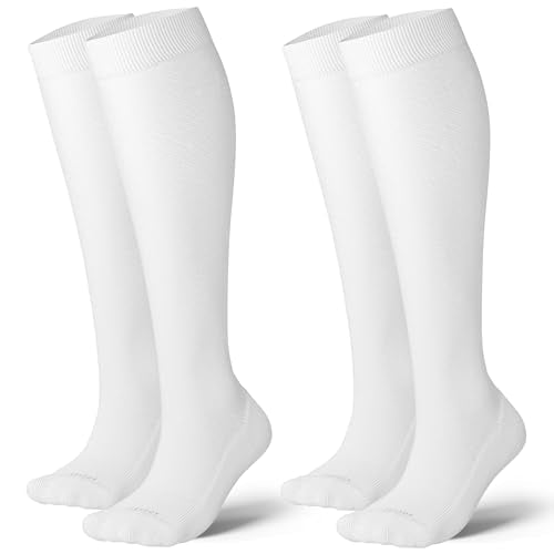 Cotton Compression Socks for Women Men 20 (2 Pairs-white / Medium-Large)