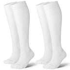 Cotton Compression Socks for Women Men 20 (2 Pairs-white / Medium-Large)