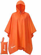 Hooded Rain Poncho for Adults (Orange-basic)