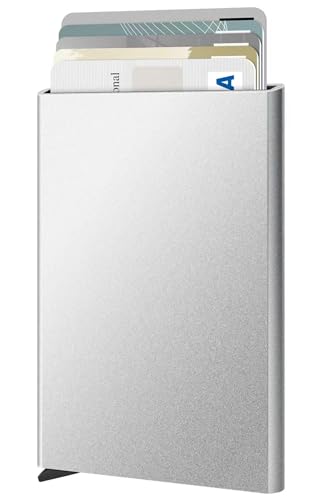 Slim Minimalist Wallet RFID Credit Card Holder for Men (small / Metallic Silver)