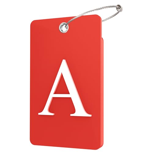 2 Pack Initial Luggage Tags for Suitcases Airplane Travel Essentials (Large A / Red)