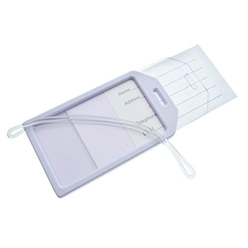 Bulk 50 Pack Premium Rigid Airline Luggage Tag Holders with 6" Worm Loops (50 Pack / White)