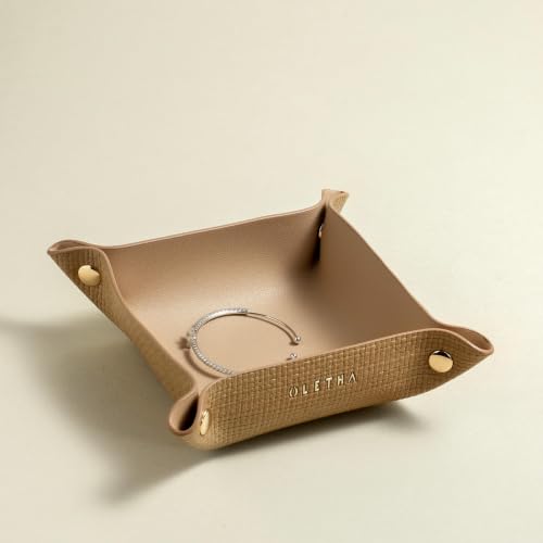 Foldable Valet Tray (Raffia Embossed, Wheat)