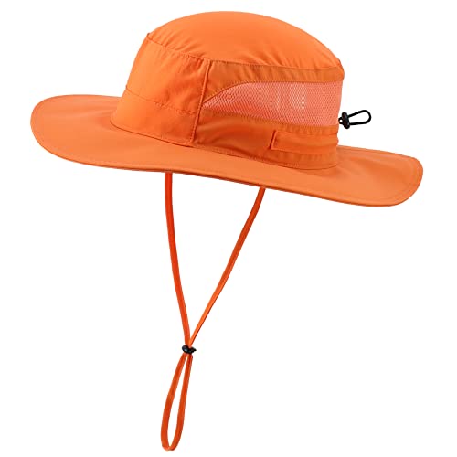 Women's UPF 50+ Safari Sun Hat Breathable UV Protection Fishing Hat (Large / Orange)
